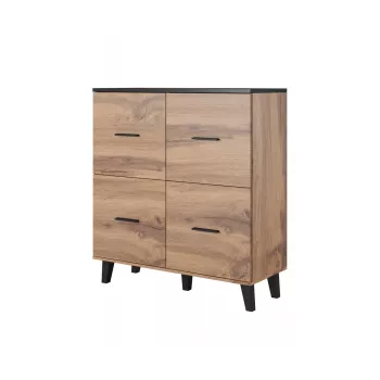 Aparador Cama LOTTA 110 4D roble wotan + negro mate