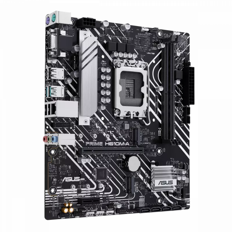 ASUS PRIME H610M-A R2.0 | Familia de procesador Intel | Zócalo de procesador LGA1700 | Interfaces de disco compatibles M.2, SATA | Número de puertos SATA 4