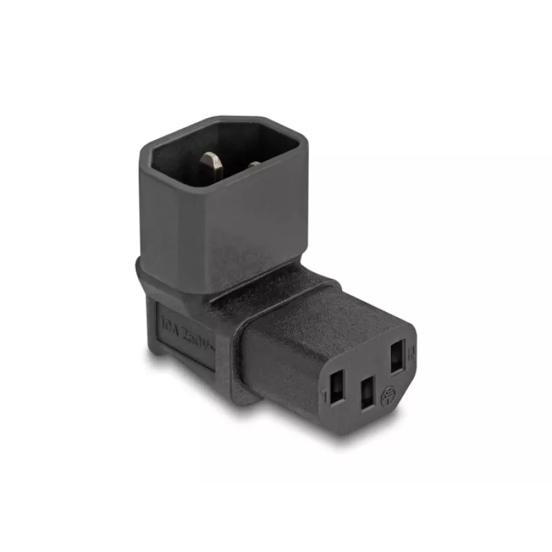 Adaptador de red DeLOCK IEC 60320 C14 a toma C13 10 A 90° negro 80472