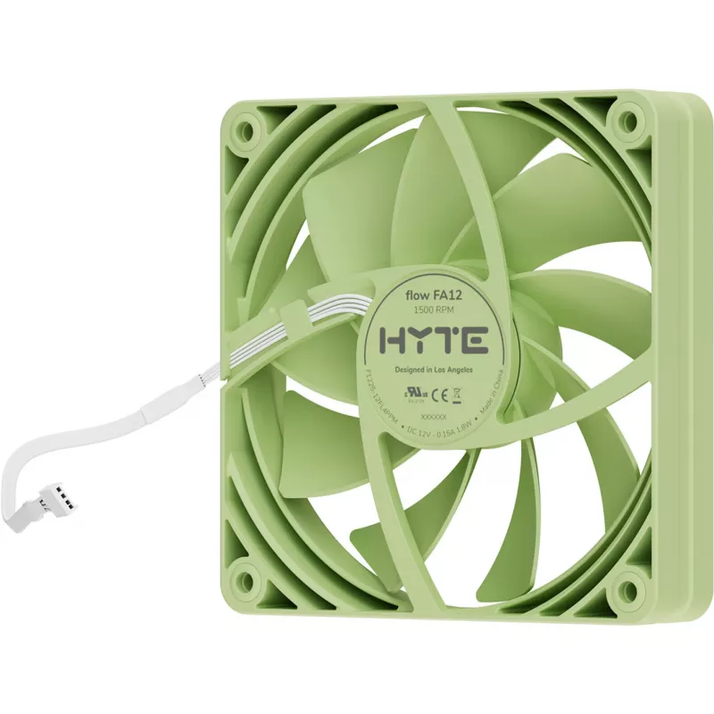 Ventilador de refrigeración para ordenador HYTE FA12-MM-4 120 mm, 1500 rpm, 72 m³/h, 1,6 mmH₂O, rodamiento fluido dinámico, verde, pack de 4