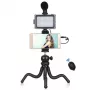 Kit para blogger con trípode flexible, iluminación LED, soporte para teléfono y micrófono