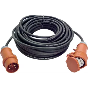 Cable alargador AS Schwabe [conector macho CEE - conector hembra CEE] 16 A negro 10,00 m 61010 (61010)