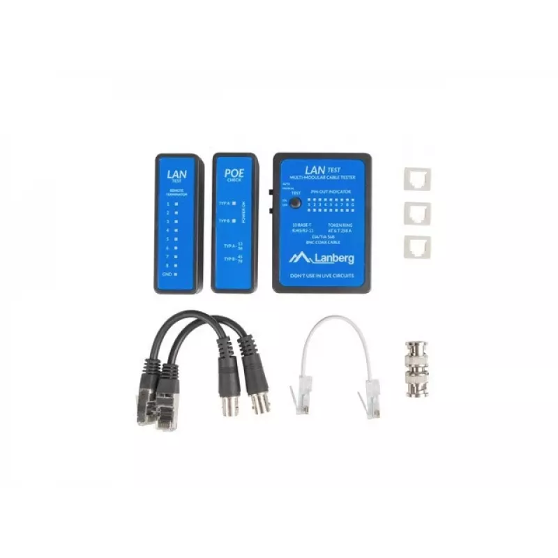 Comprobador de cables de red Lanberg NT-0404 comprobador PoE negro azul