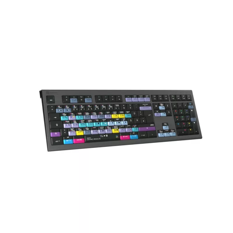 Logickeyboard ASTRA 2 teclado DaVinci Resolve para Mac, tamaño completo, USB con cable, mecanismo de tijera, QWERTZ alemán, negro