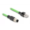 Cable de red DeLOCK M12 A-codificado 8 polos conector macho a conector macho RJ45 PUR (TPU) 1 m