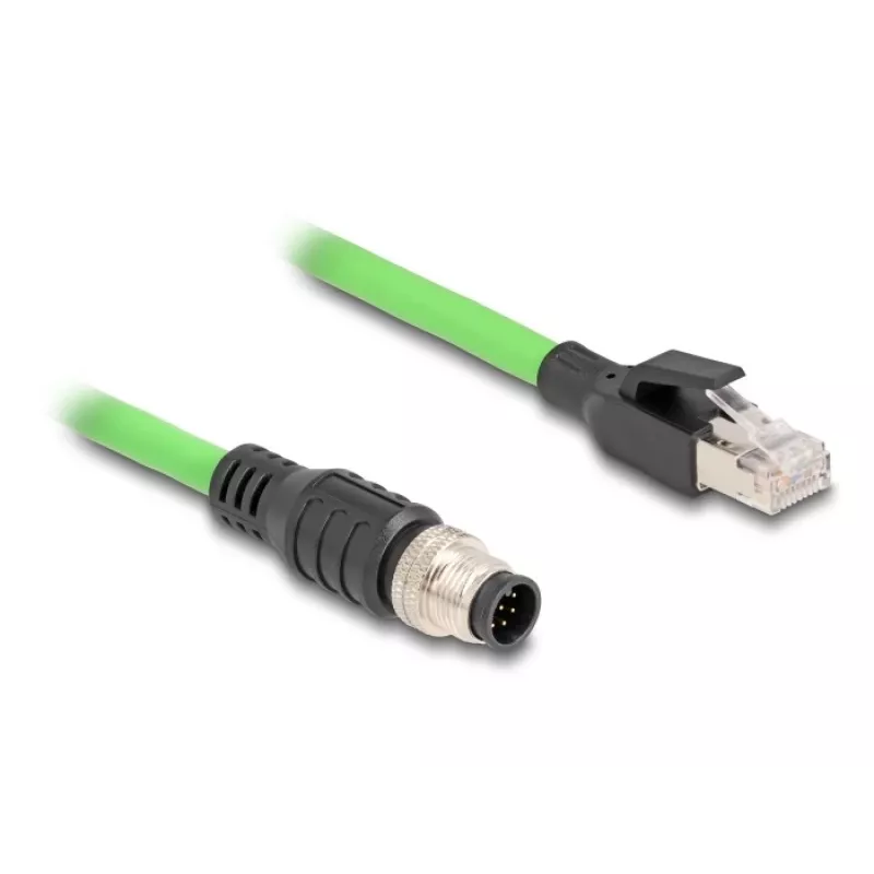 Cable de red DeLOCK M12 A-codificado 8 polos conector macho a conector macho RJ45 PUR (TPU) 1 m