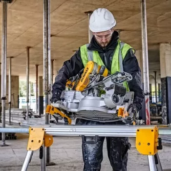 Soporte para sierras de inglete DeWalt DE7033 — soporte de aluminio plegable, 4 patas, extensible hasta 2,5 m, capacidad de carga 227 kg, 16 kg