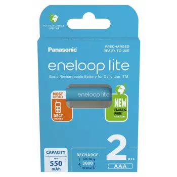 Baterías recargables PANASONIC ENELOOP LITE AAA 550 mAh 2 uds. (BK-4LCCE/2CP)