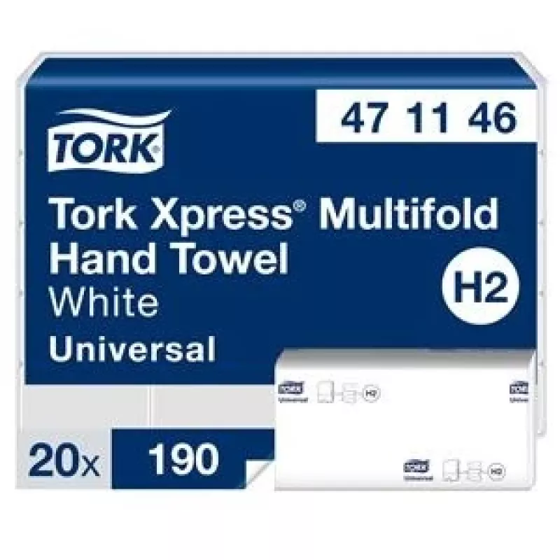 Papel de toallas plegadas Tork Xpress Multifold Universal H2, 2 capas, 23,4 x 21,3 cm (20 uds.)