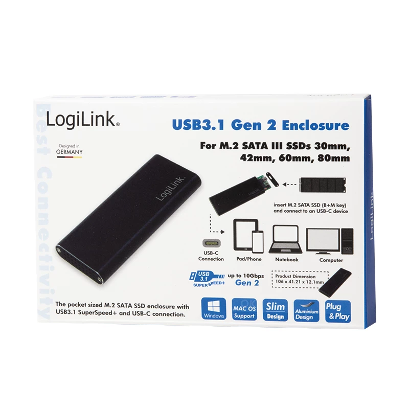Carcasa para SSD LogiLink UA0314 negra M.2