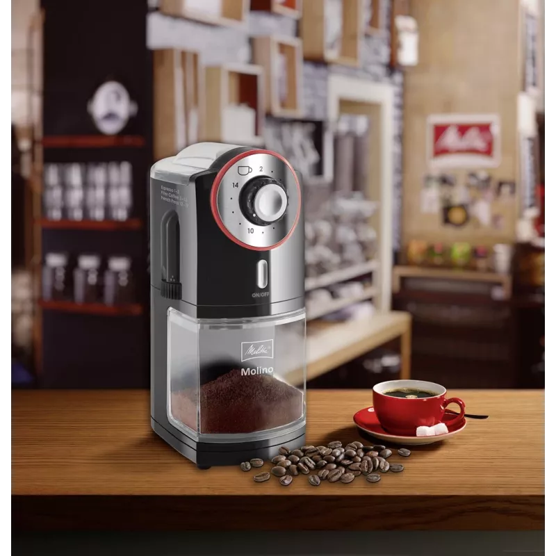 Melitta Molino 100 W Negro, Rojo, Acero inoxidable