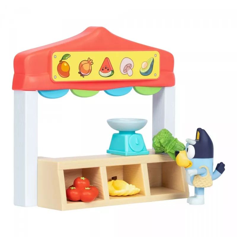 Set de figuras de juguete TMTOYS Mini Bluey tienda de alimentos BLU17555 - set de minifiguras para jugar