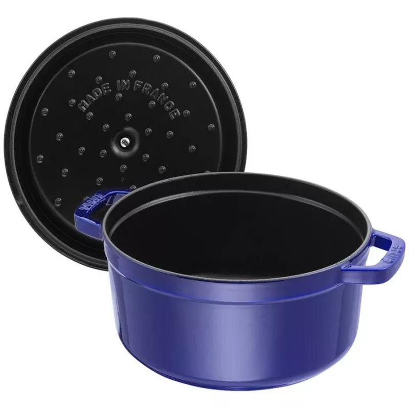 Cocotte de hierro fundido Staub 26 cm redonda, azul oscuro