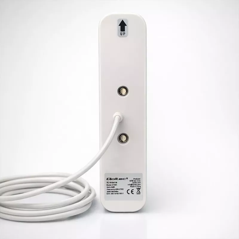 Antena 4G/5G LTE exterior QOLTEC 9 dBi, conector hembra N, cable de 3 m
