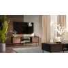 Mueble TV cama meble EF CORTINA 180×40×60 cm, parte superior negra, estructura nogal