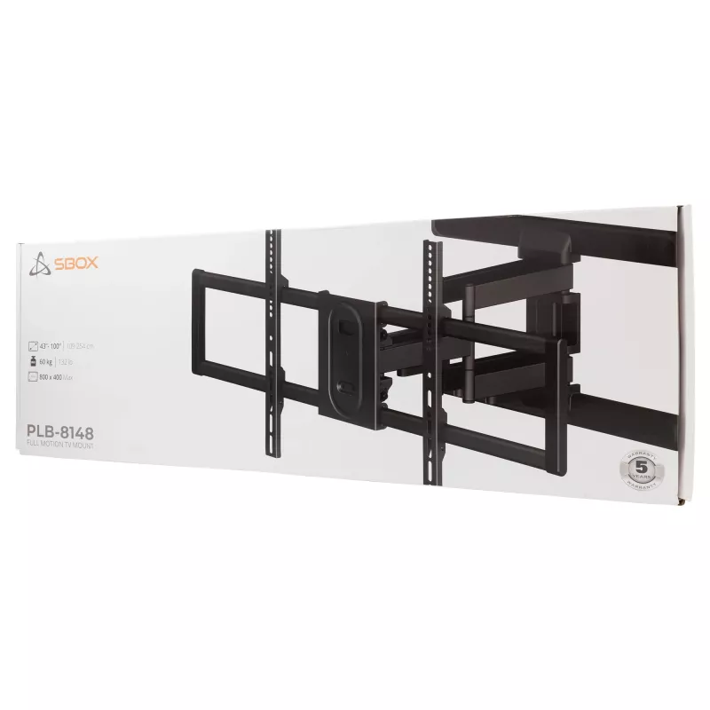 SBOX PLB-8148 soporte de pared inclinable y giratorio para TV, 43-100 pulgadas, 60 kg, VESA 800x400
