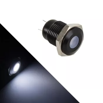 Pulsador antivanadálico iluminado Lamptron LAMP-SW2004-H, policarbonato negro, punto blanco