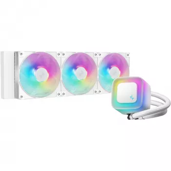Refrigeración líquida todo en uno DeepCool LE360 WH V2 12 cm Blanco — radiador de 360 mm, 3 ventiladores de 120 mm, compatibilidad LGA 1851