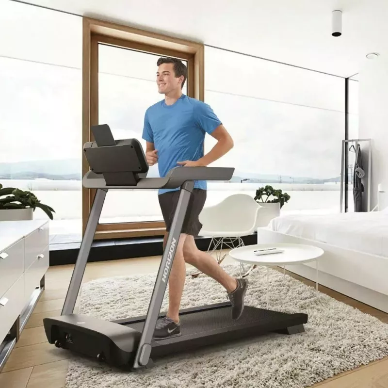 Cinta de correr eléctrica plegable Horizon Fitness Evolve 3.0 — 16 km/h, superficie de carrera 127×51 cm, 12 programas, peso máximo de usuario 113 kg, pantalla LED