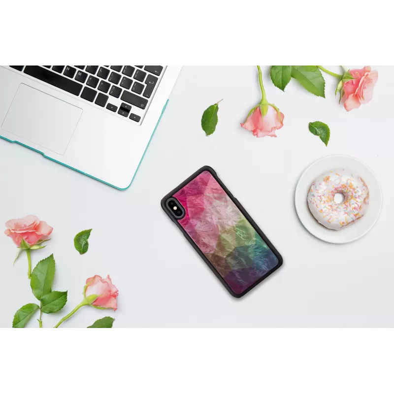 Funda protectora iKins para iPhone XS Max – diseño de flores acuáticas, negra