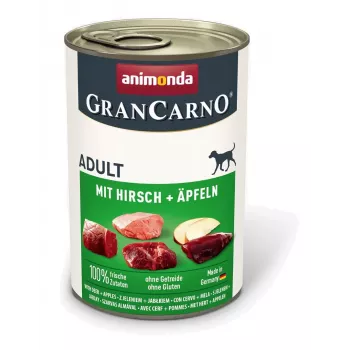 Alimento húmedo para perros Animonda GranCarno Adult — cerdo con caza y manzana, 400 g, sin cereales, 10,5 % proteína