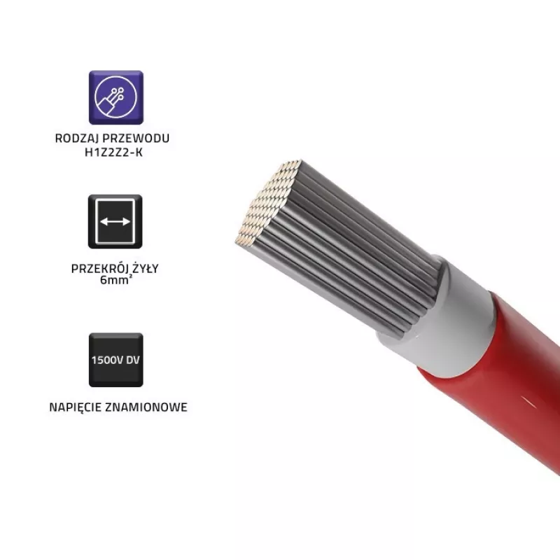 Cable solar QOLTEC 53852 6 mm², rollo de 100 m, rojo
