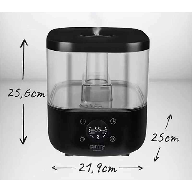 Camry | CR 7973b | humidificador | 23 W | capacidad del depósito de agua 5 L | apto para habitaciones de hasta 35 m² | ultrasónico | potencia de humidificación 100-260 ml/h | Negro