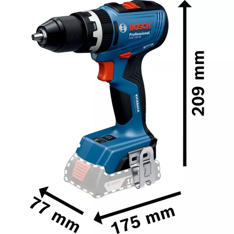 Atornillador de impacto a batería Bosch GSB 18V-65 2 baterías de 4,0 Ah