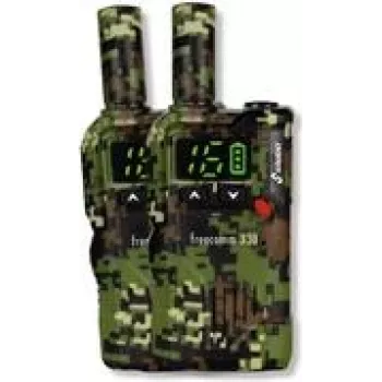 Walkie-talkie portátil Stabo Freecomm 330 — pack de 2, modelo 20330, alcance de hasta 8 km