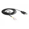 Delock Cable USB2.0 conector macho Type-A > 2 extremos de cable abiertos - 1,5 m - negro (85664)