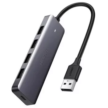 Ugreen Hub 4-en-1 Adaptador USB-C a 4× USB 3.0 + USB-C Gris