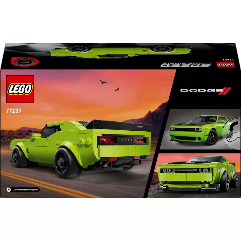 Coche de juguete de construcción LEGO Speed Champions Dodge Challenger SRT Hellcat 77237 — 390 piezas, 1 minifigura, edad recomendada 9+