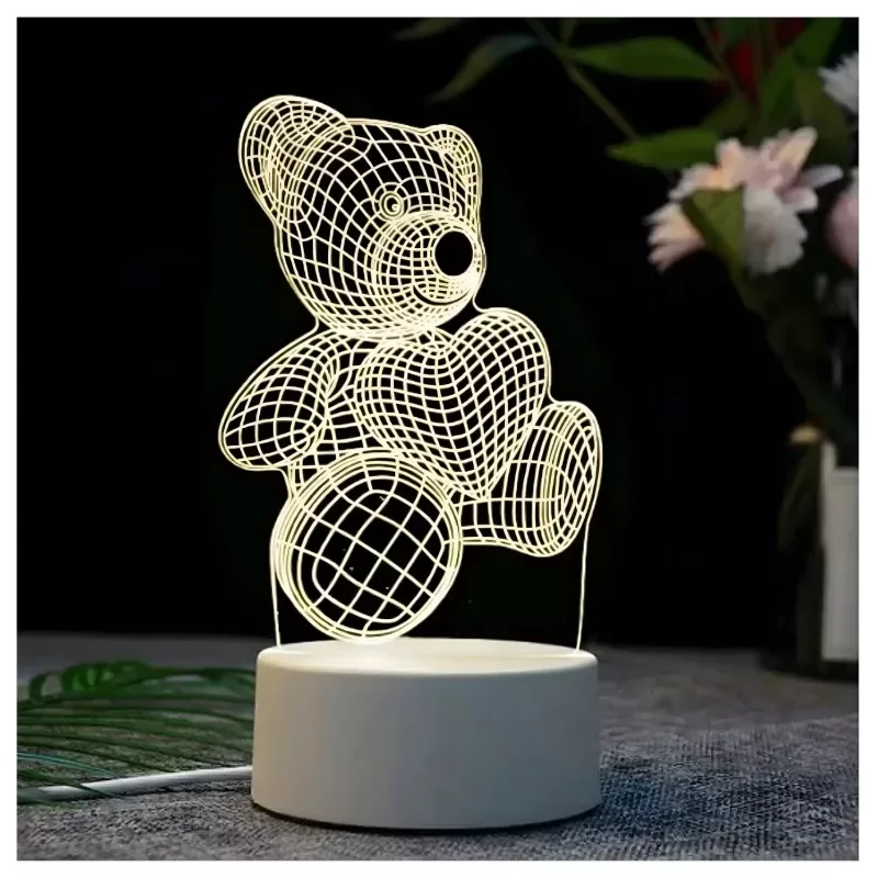 Lámpara de noche Extralink HOME corazón ilusión óptica 3D lámpara de mesita USB