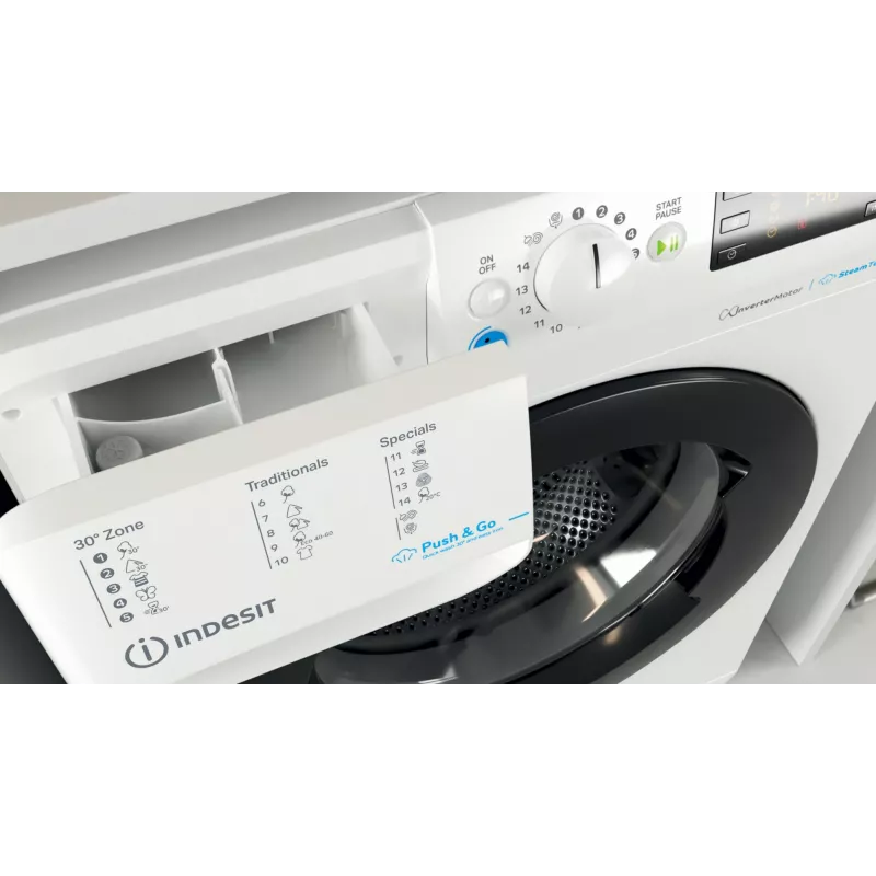 INDESIT | Lavadora | BWSE 71295X WBV EU | Clase de eficiencia energética B | Carga frontal | Capacidad de lavado 7 kg | 1200 rpm | Fondo 43,5 cm | Ancho 59,5 cm | Pantalla | Gran esfera