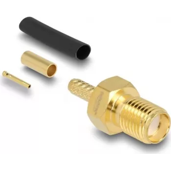 Conector hembra SMA de crimpado DELOCK 91783 para cable coaxial RG‑174/RG‑316 con tubo termorretráctil
