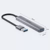 Unitek H1208A hub USB-A, 4 puertos (1x USB-A 5 Gbps, 3x USB-A 2.0), aluminio, plateado
