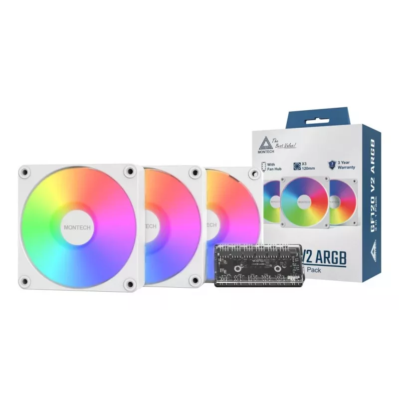 Montech GF120 V2 ARGB módulo ventilador para caja de ordenador 12 cm blanco 3 uds.