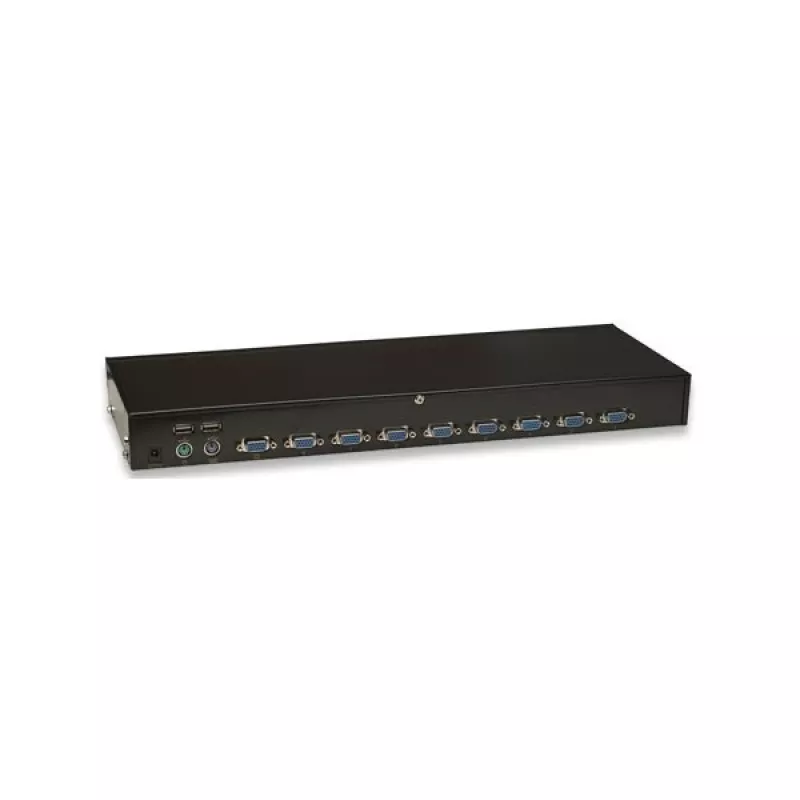 Conmutador KVM Intellinet 8 puertos para rack, combo USB + PS/2, visualización en pantalla, cables incluidos (conector europeo de 2 pines)
