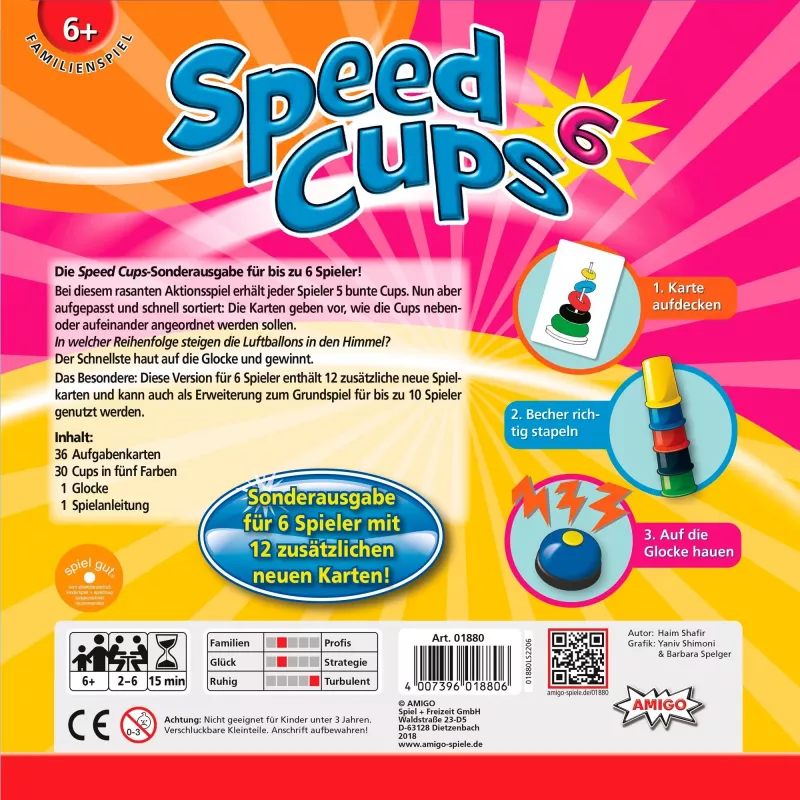 Amigo Speed Cups 6 15 minutos juego de mesa familia