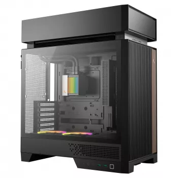 Caja de PC de sobremesa DeepCool CL6600 Negra — compatible con fuentes ATX/PS2/SFX/SFX-L, ventilador frontal de 140 mm, superior/trasero de 120/140 mm, unidades de 2,5/3,5