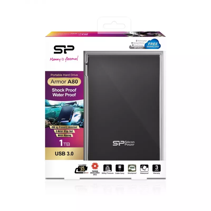 Disco duro externo Silicon Power 1 TB USB 3.2 Gen 1 Armor A80