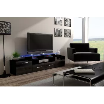 Soporte de TV Cama EVORA 200 negro/negro brillante