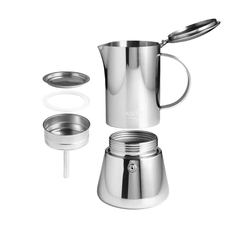 Cafetera espresso Adler AD 4419 — carcasa de acero inoxidable, tamaño compacto