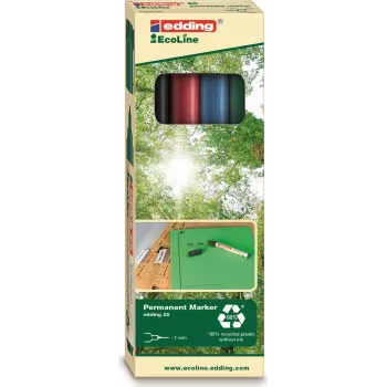 EDDING EcoLine 25 - negro - azul - verde - rojo - punta redonda - multicolor - plástico - 1 mm - multipack