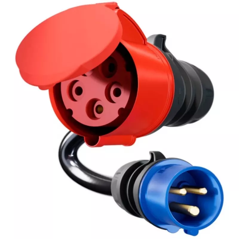 go-e adaptador Gemini flex 22 kW a CEE azul 16 A – negro – recto – recto – IP55 – 22 kW – 16 A