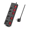 Regleta de alimentación LogiLink LPS251 1,5 m 4 tomas de corriente para interiores Negra