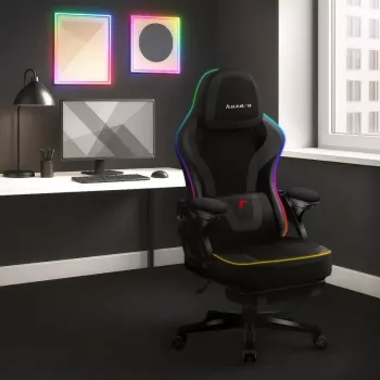 Silla gaming huzaro HZ-FORCE 4.6 RGB negra Mesh — ergonómica, altura ajustable, iluminación RGB, asiento de tela, máx. 130 kg