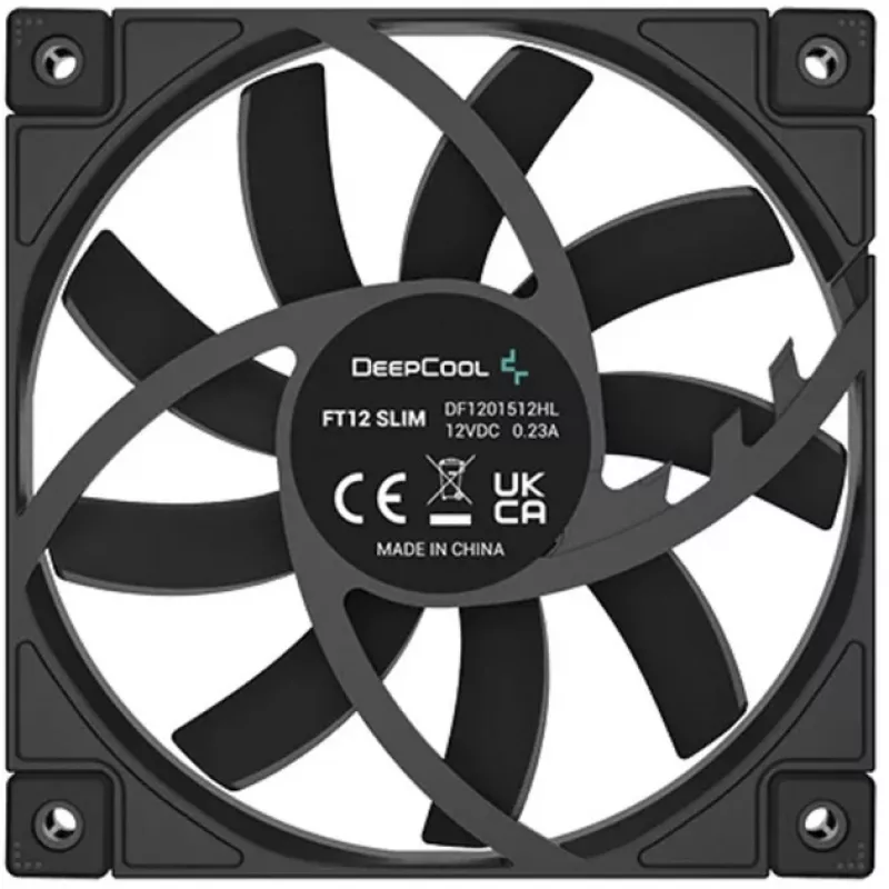 Ventilador de caja PWM slim de 120 mm DeepCool FT12 slim – negro, diseño de perfil bajo, control PWM