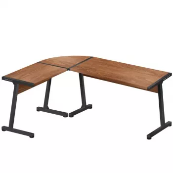 Escritorio esquinero de madera Mark Adler Leader 5.5 WN – aglomerado, estructura de acero, 1470×1120×740 mm