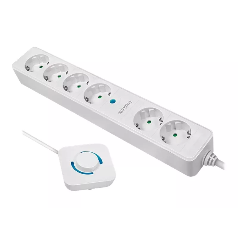 Extensión de alimentación LogiLink LPS271 1.5m 6 Tomas de CA Interior Blanco